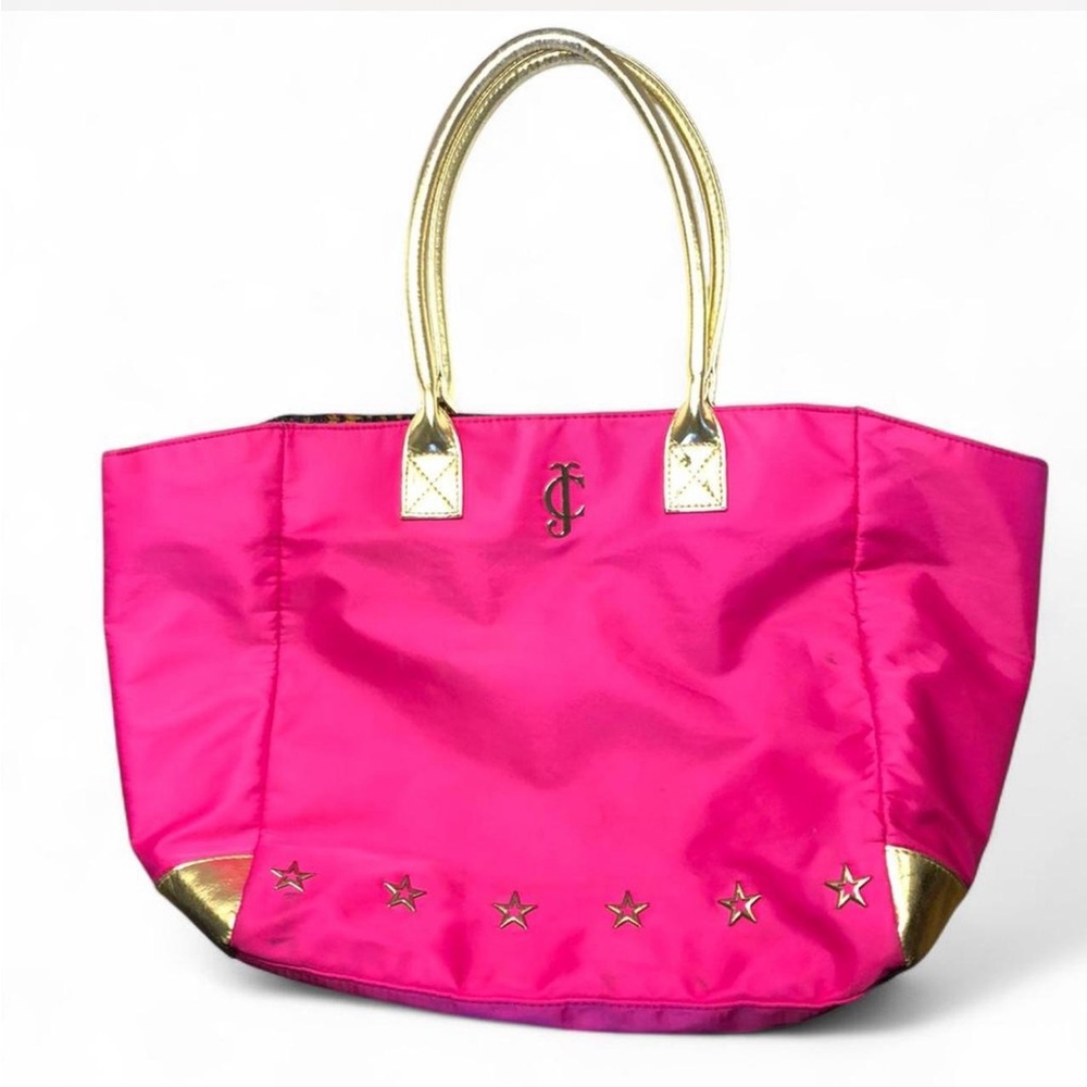 Juicy Couture Hot Pink and Gold Star Tote Bag